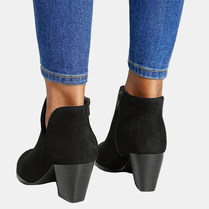 Patricia | Refined Suede Ankle Boots with a Supportive Block Heel
