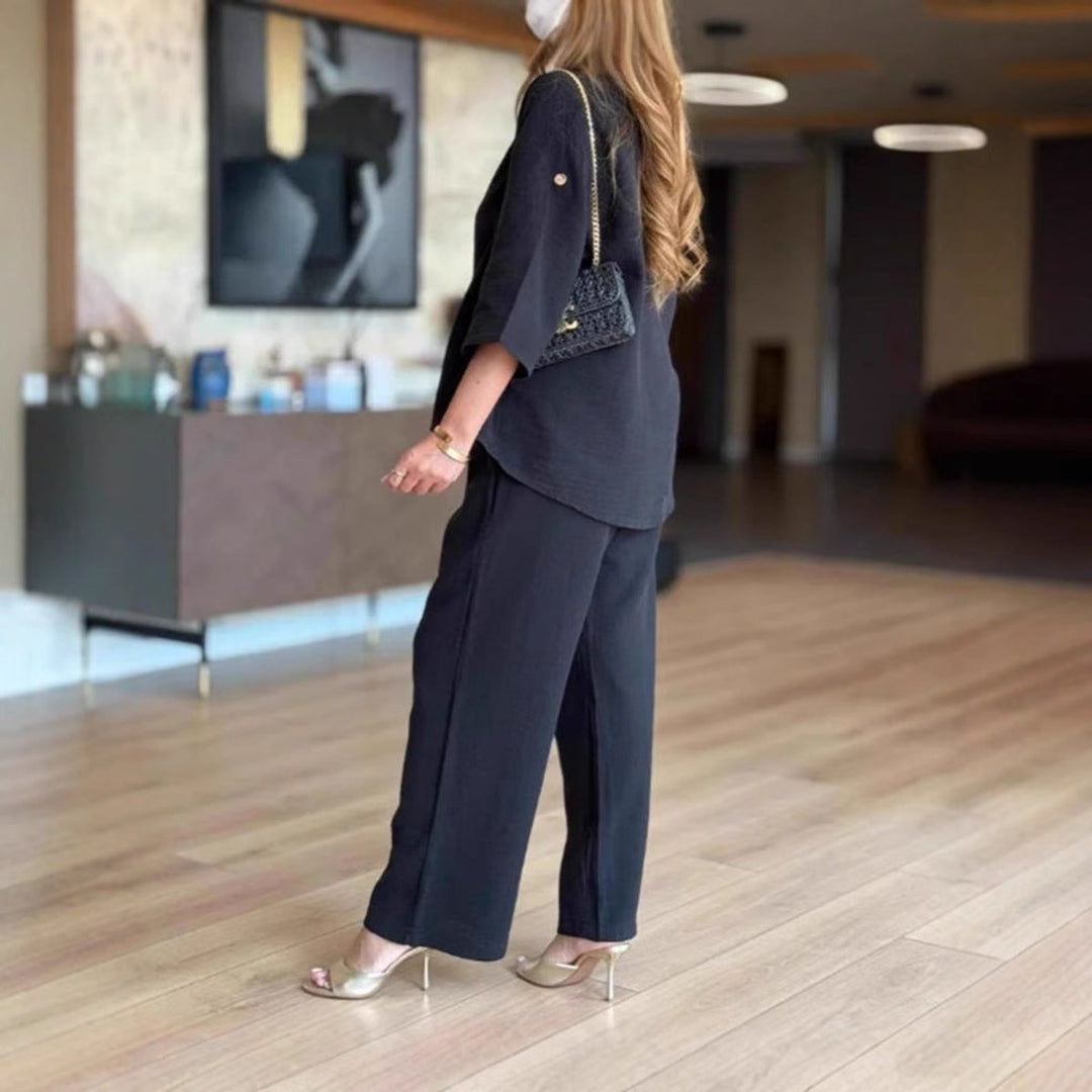 Gemma | Elegant Tunic & Wide-Leg Pants Two-Piece Set