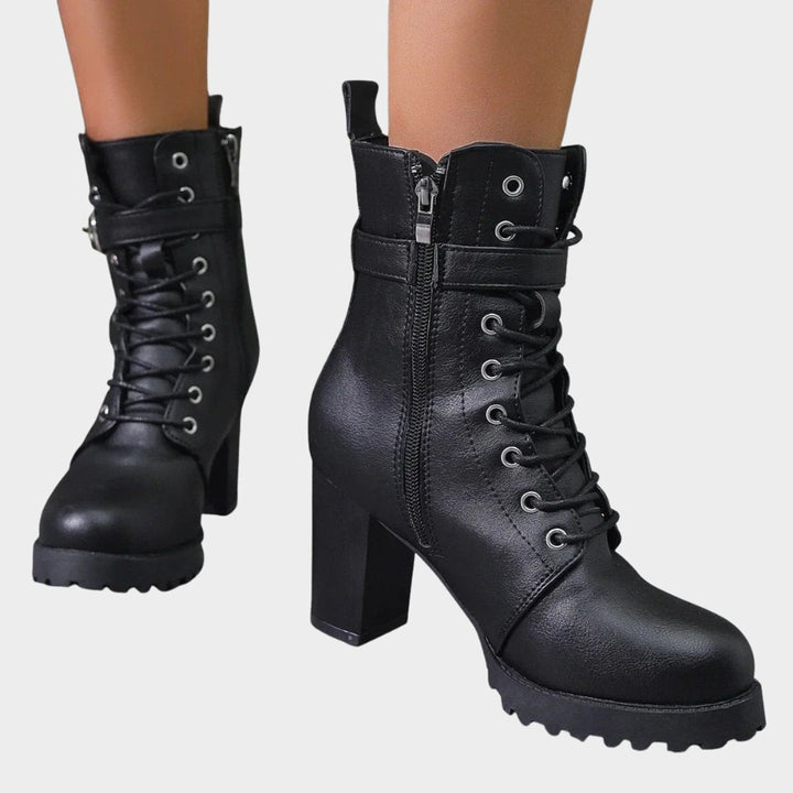 Nora | Modern And Edgy Lace-Up Combat Ankle Boots