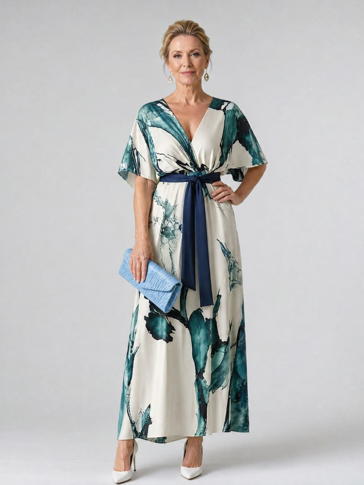 Floral Print Belted Maxi Dress