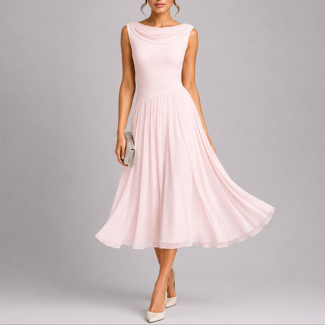 Bella | Leichtes plissiertes Midikleid für eine Herbsthochzeit