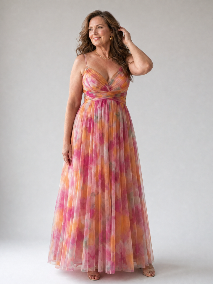 Watercolor Wrap Maxi Dress