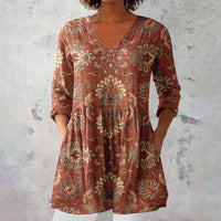 Giselle | Elegant Paisley Print V-Neck Tunic Top