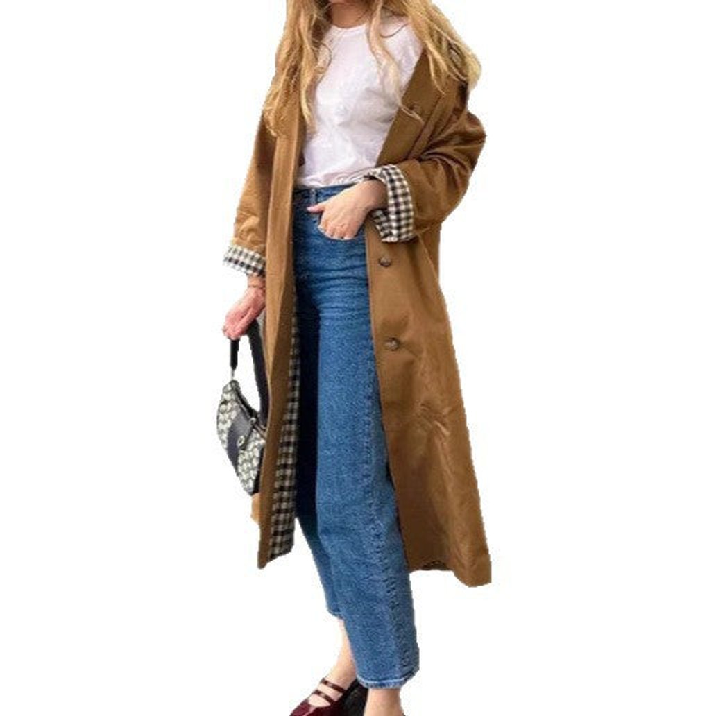 Sophie | Long Checked Oversized Trench Coat
