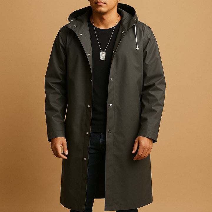 Michael | Classic Long Waterproof Hooded Rain Jacket