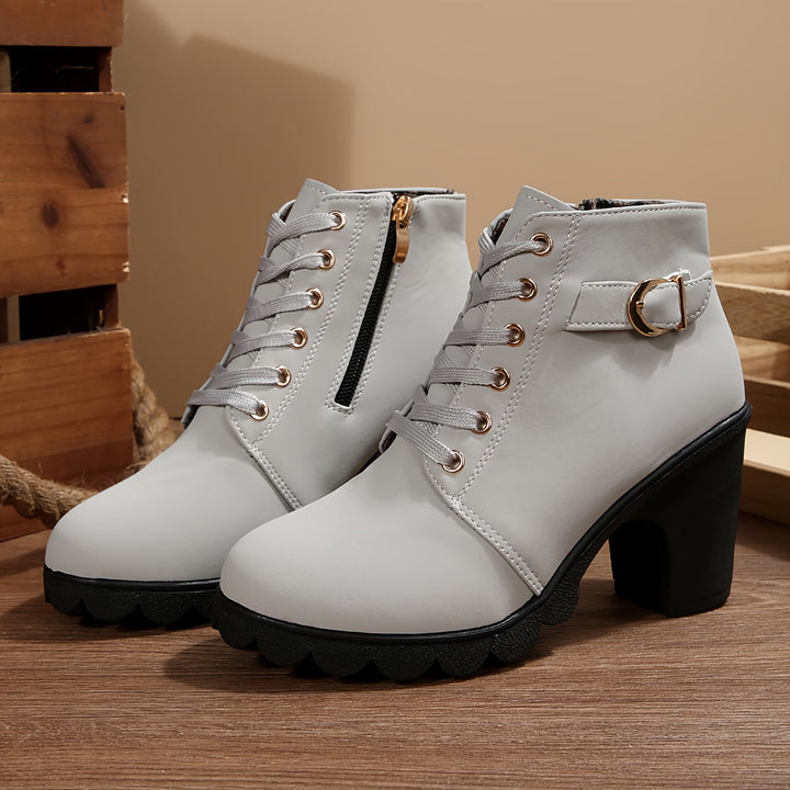Lydia | Bottines élégantes et soignées à lacets avec talon carré