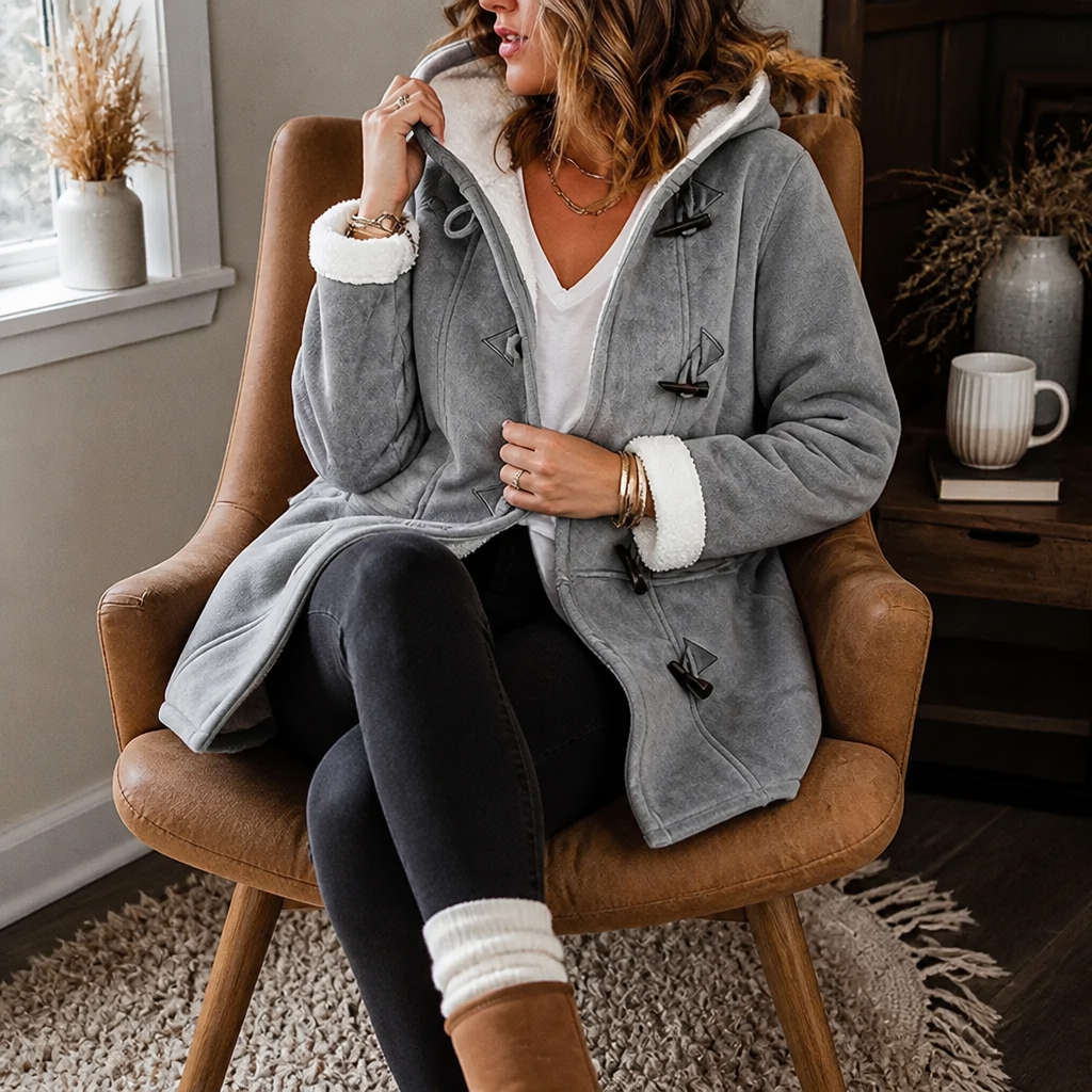 Plushbelle | Faux Shearling Hooded Winter Coat – Warm and Stylish