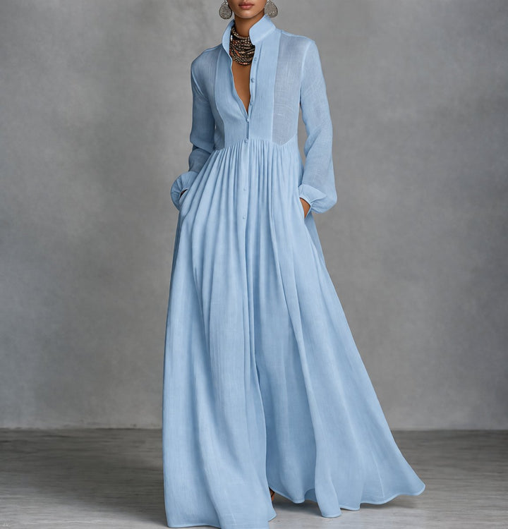 Victoria | Robe-chemise longue raffinée à manches longues
