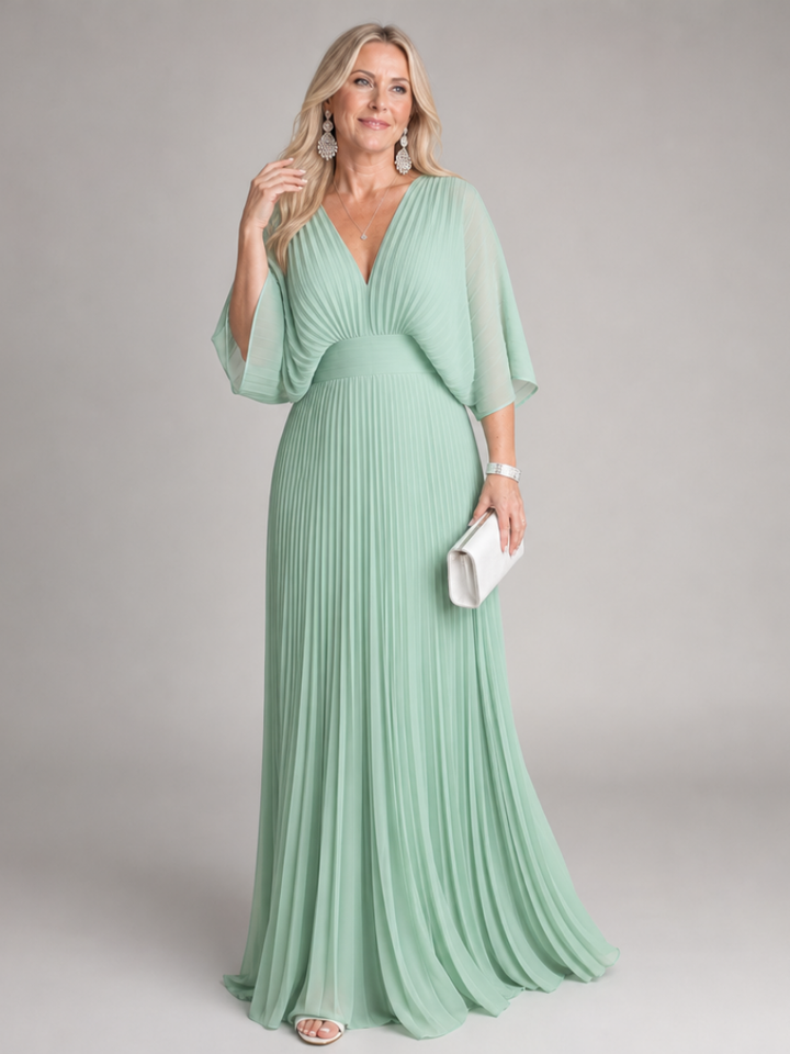 Semorph | Maxi Dress – Elegant V Neck Long Sleeve