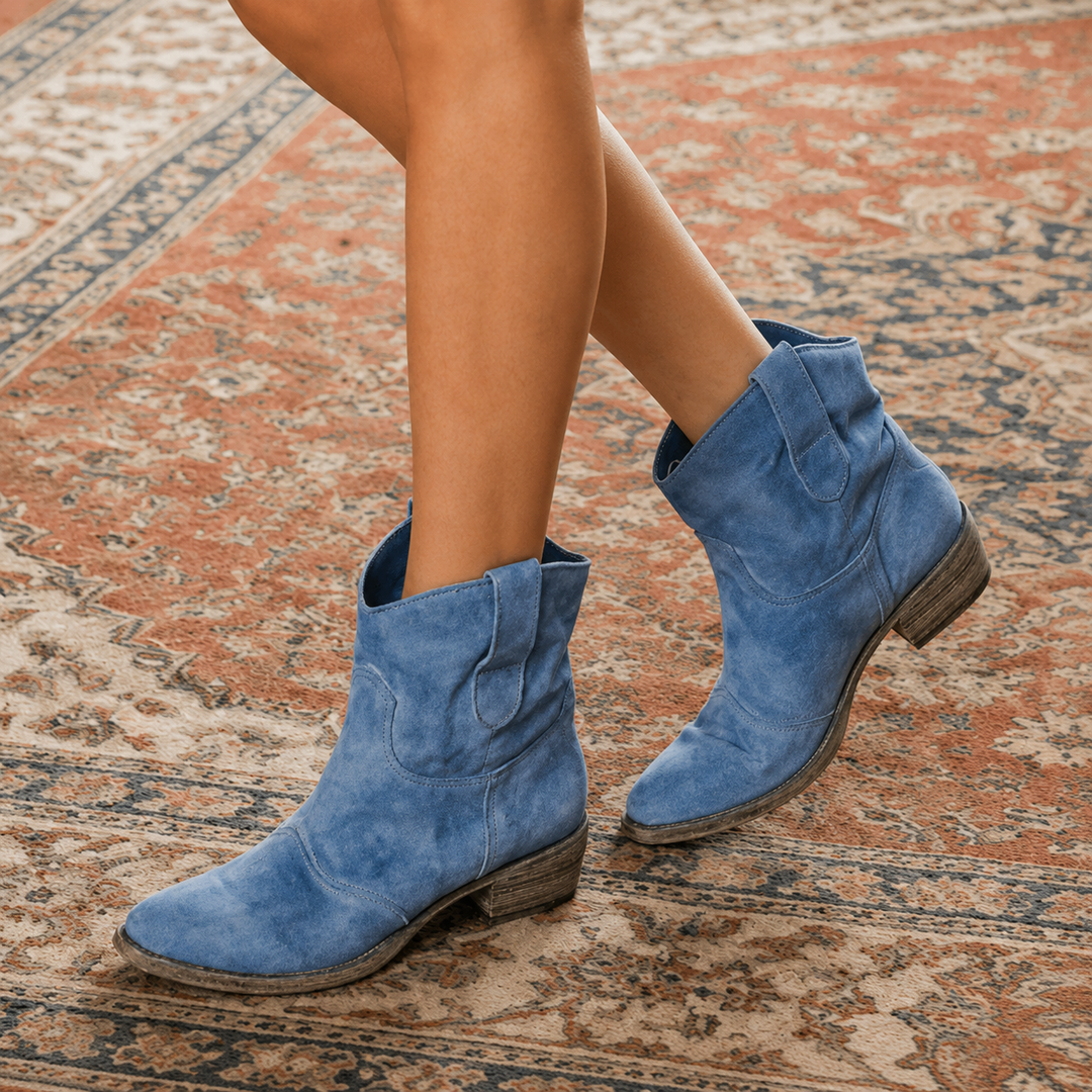 Charwell | Western Ankle Boots – Suede-Look Style for Women