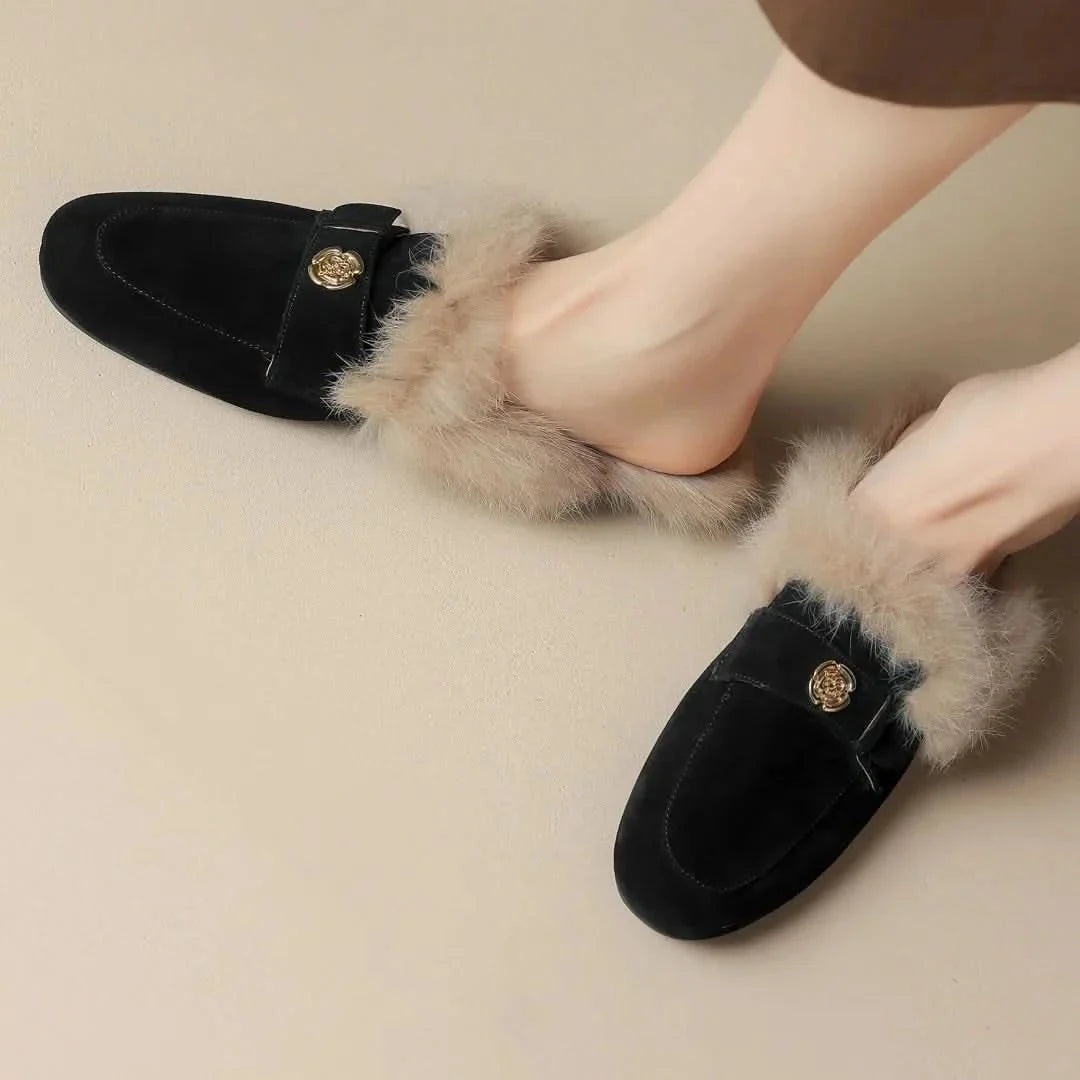 Velora | Shearling Mules – Luxurious Soft Comfort for Women