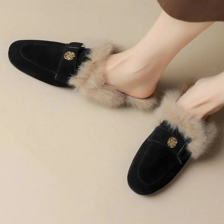 Velora | Shearling Mules – Luxurious Soft Comfort for Women