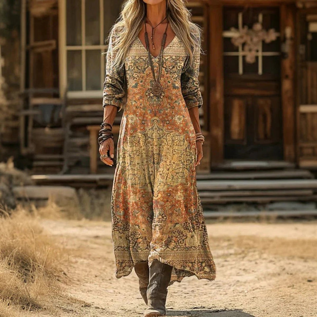 Elena | Elegant Bohemian Long-Sleeved Dress