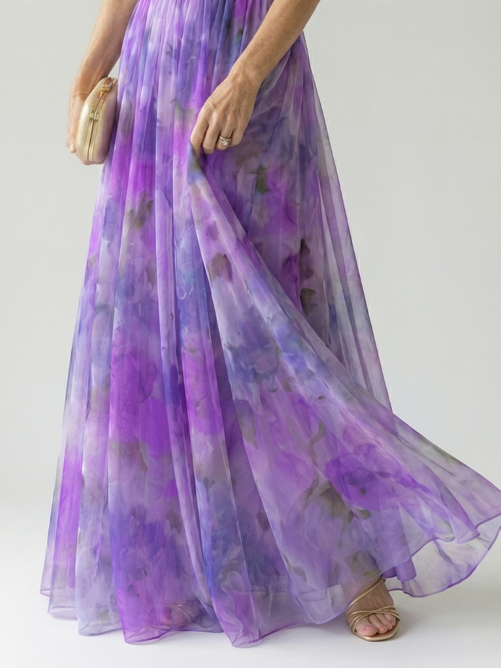 Watercolor Wrap Maxi Dress