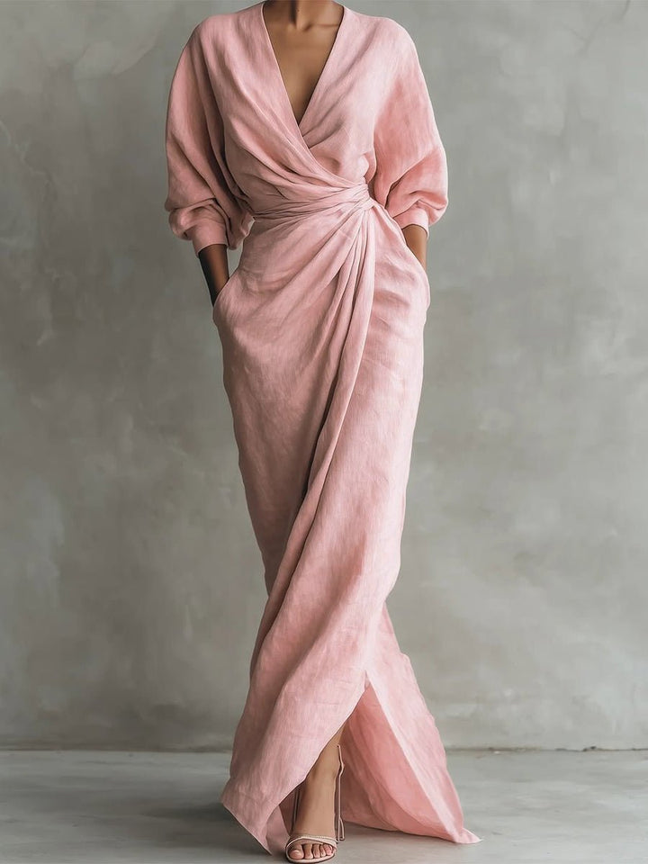 Jessica | Elegant Wrap-Style Long-Sleeved Maxi Dress