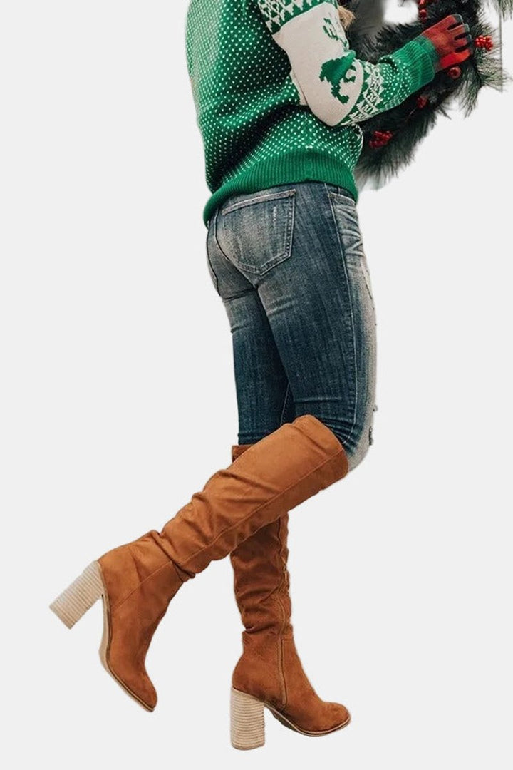 Abby | Stretch-Kniestiefel mit Blockabsatz