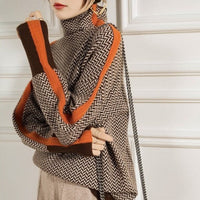 Clara | Contemporary Houndstooth Oversized Turtleneck Sweater