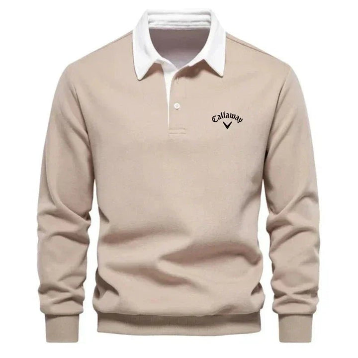 Ethan | Refined And Modern Contrast Collar Knit Polo Sweater