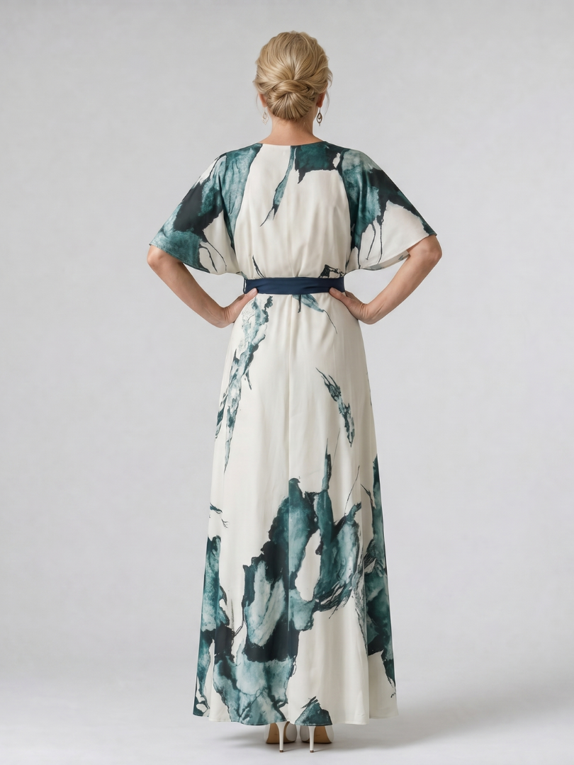 Floral Print Belted Maxi Dress