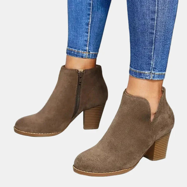 Patricia | Refined Suede Ankle Boots with a Supportive Block Heel