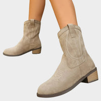 Heidi | Embroidered Suede Western Boots with Classic Cowboy Charm