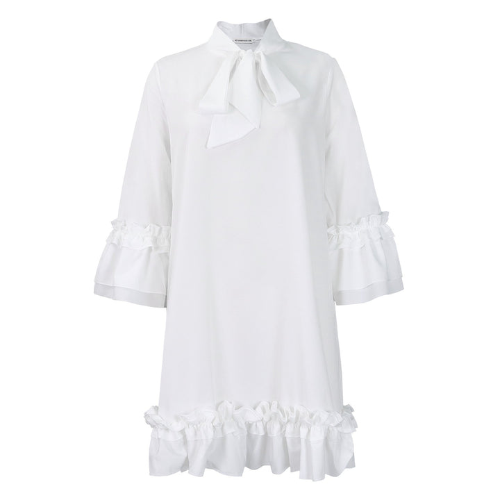 Charlotte | Elegant Bow Collar Ruffle Tunic Dress