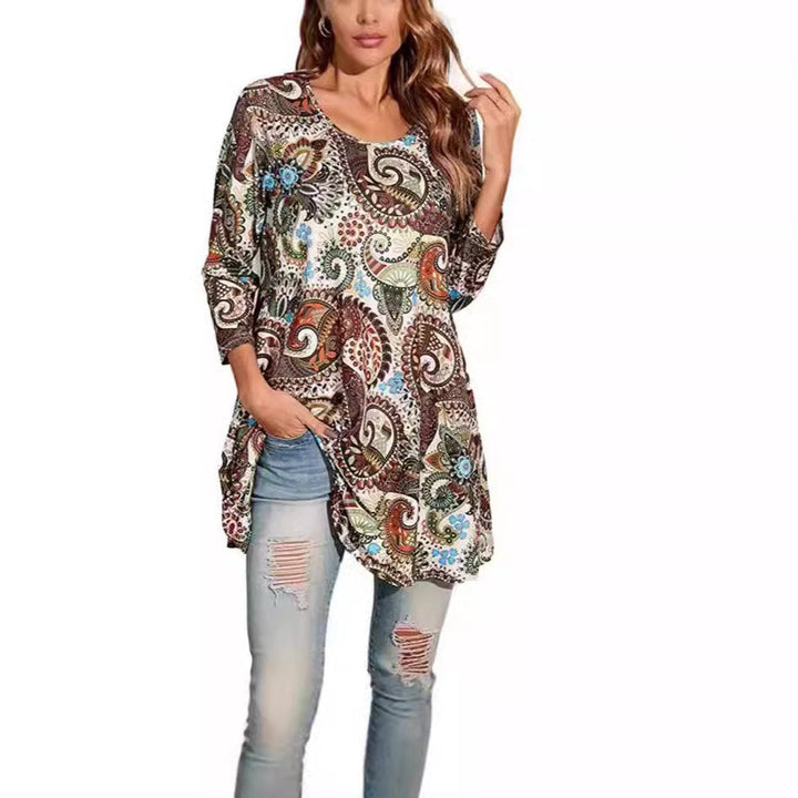 Victoria | Vibrant Geometric Mandala Print A-Line Tunic Top