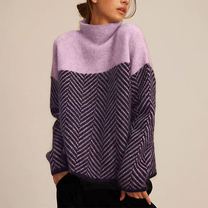 Seraphina | Elegant And Cozy Chevron Turtleneck Sweater