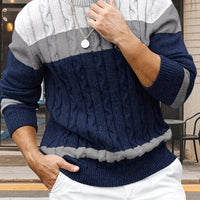 Julian | Classic and Comfortable Cable Knit Color-Block Sweater