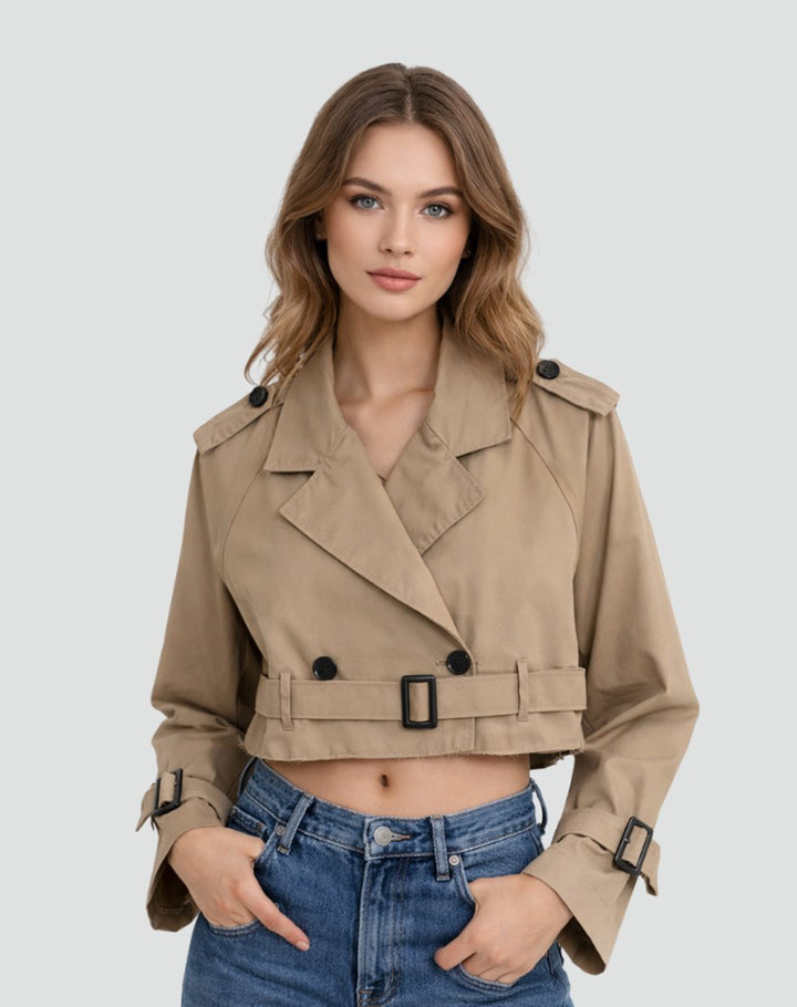 Charlotte | Chic Cropped Double-Breasted Trench Coat