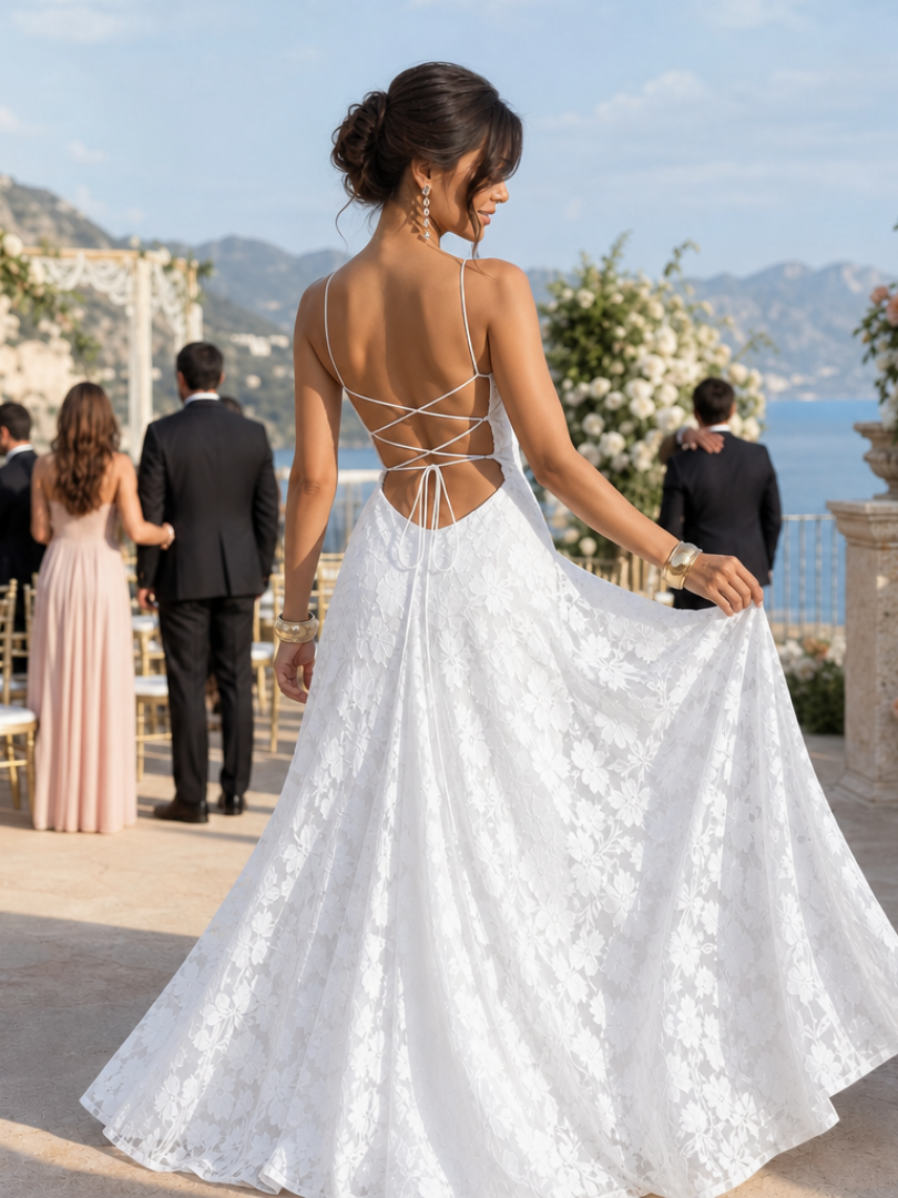 Lace Maxi Dress with Spaghetti Straps