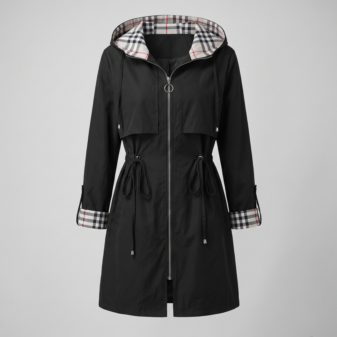 Isobel | Rainproof Hooded Coat – Stylish Longline Design for Women