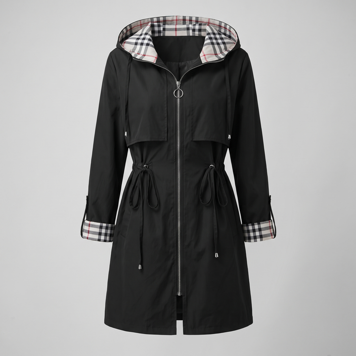 Isobel | Rainproof Hooded Coat – Stylish Longline Design for Women
