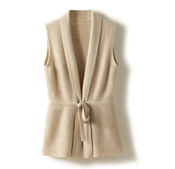 Genevieve | Elegant Belted Merino Wool Layering Vest
