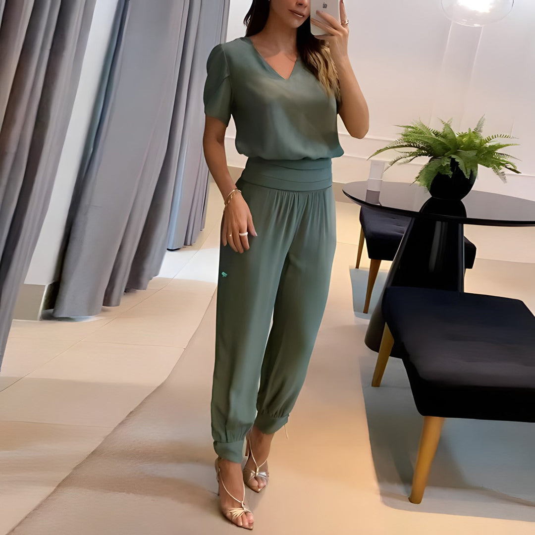 Hannah | Refined And Elegant Blouse And Pants Two Piece Set