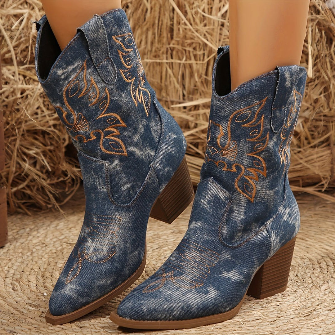 Vivian | Bottes de cowboy western exquises à motifs floraux cousus