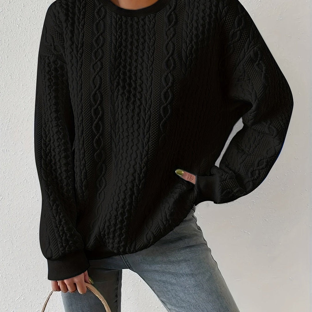 Jovial | Textured Cable-Knit Sweatshirt – Cozy Comfort for Women