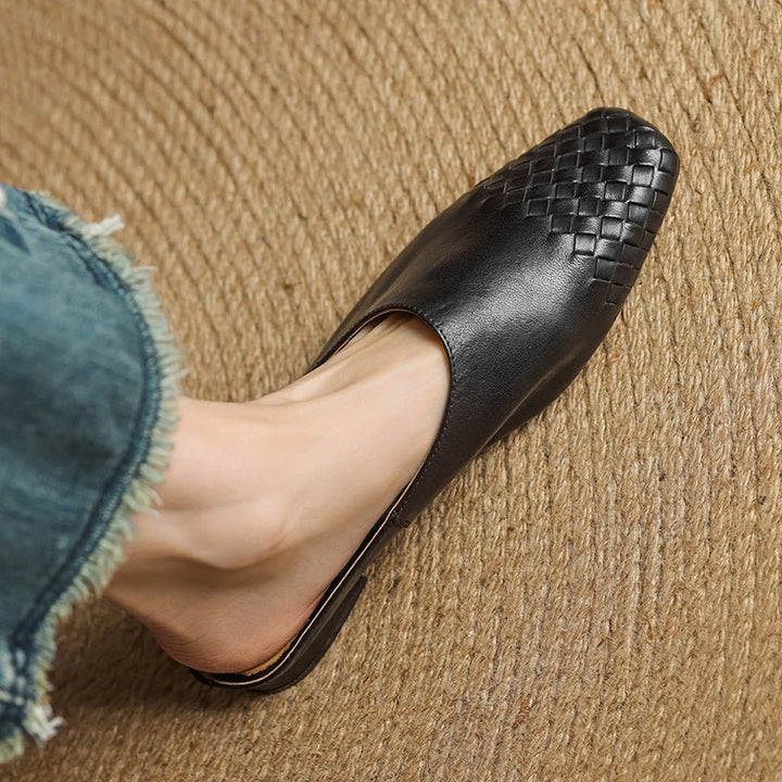 Nora | Elegant And Woven Leather Mules