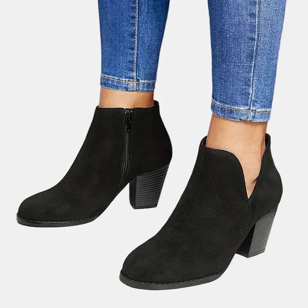 Patricia | Refined Suede Ankle Boots with a Supportive Block Heel