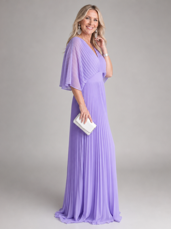 Semorph | Maxi Dress – Elegant V Neck Long Sleeve
