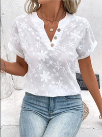 Amelie | Feminine and Refined Floral Embroidered V-Neck Blouse