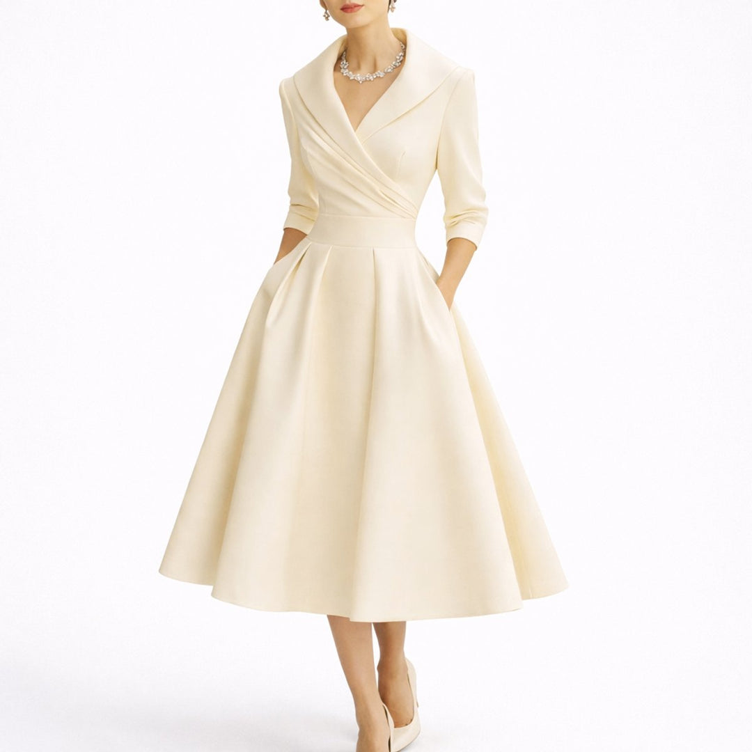 Hazel | Modern Fall Wedding Structured A-Line Midi Dress