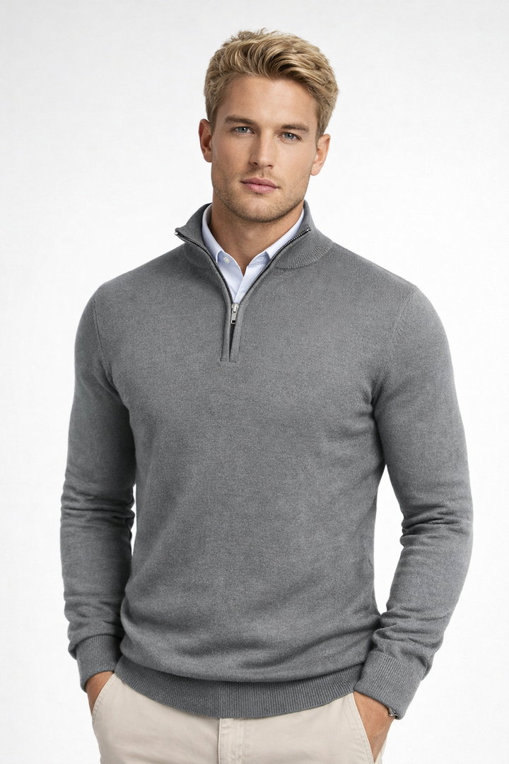 Clark | Modern Half Zip High Neck Knit Sweater