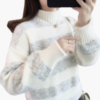 Isabelle | Chic And Cozy Striped Turtleneck Knit Sweater