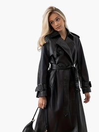 Sophia | Chic And Modern Faux Leather Trench Coat