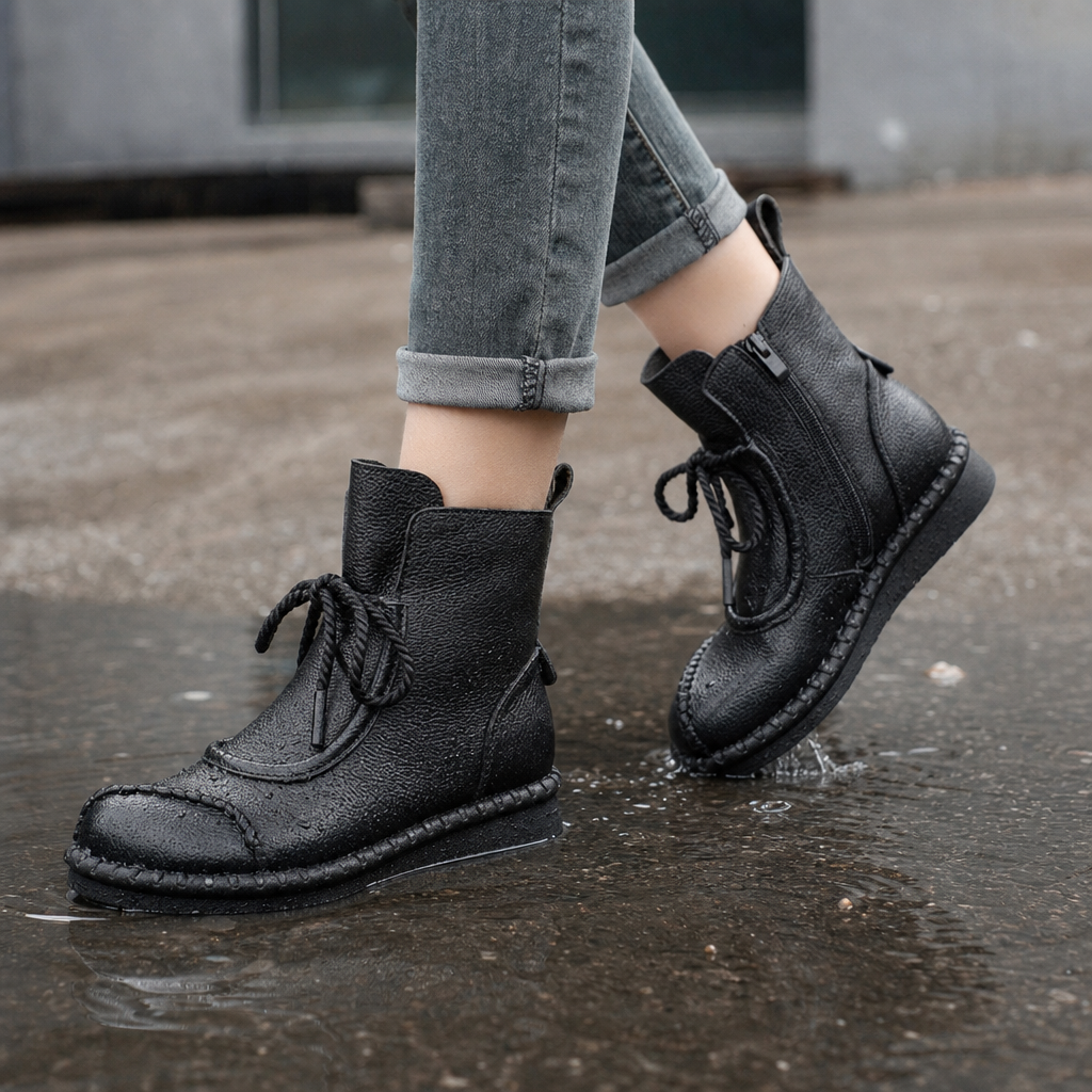 Marisol | Block-Heel Ankle Boots – Water-Resistant Style for Women