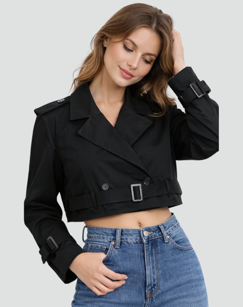 Charlotte | Chic Cropped Double-Breasted Trench Coat