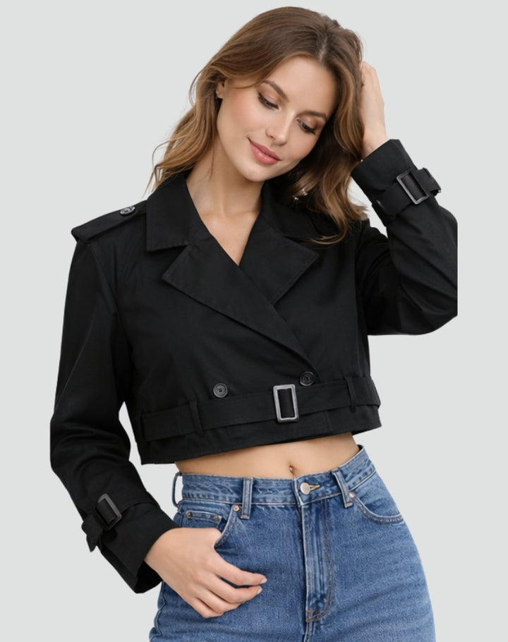 Charlotte | Chic Cropped Double-Breasted Trench Coat