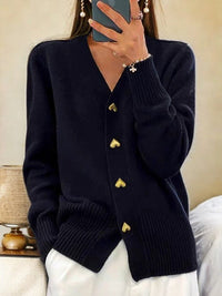 Chloe | Charming And Elegant Heart-Buttoned Cardigan