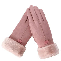 Emma | Comfortable and Cozy Faux Fur Trim Winter Gloves